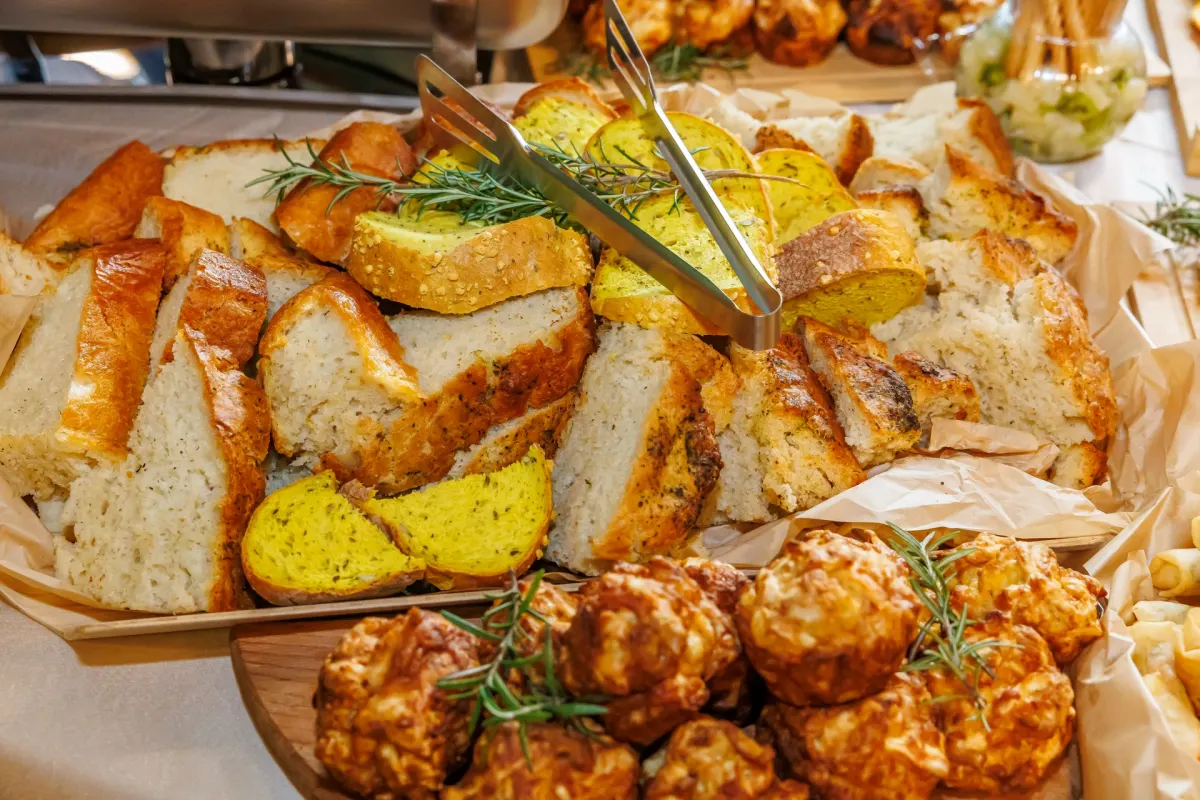 Homemade bread and mini proja (cornbread) buns